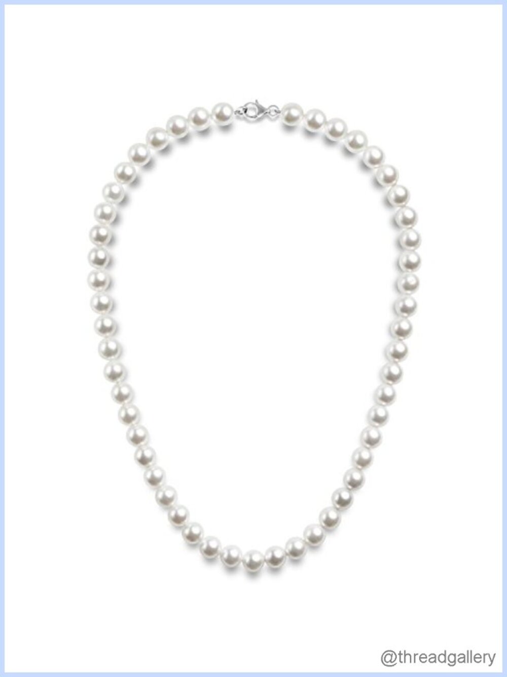 PAVOI 925 Sterling Silver Simulated Shell Pearl Strand Necklace 22 Inch